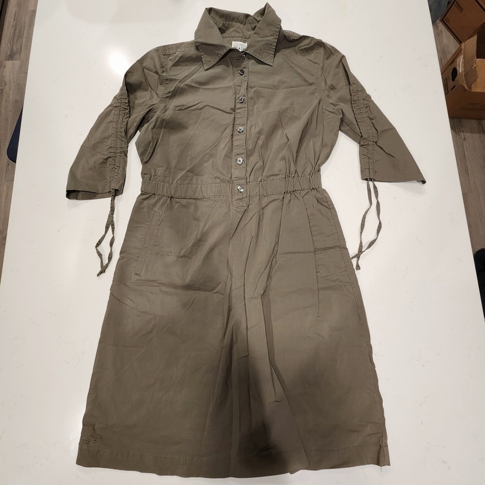 Converse Collared Dress Army Green Women's Medium M Tie Sleeves Pockets Cute EUC